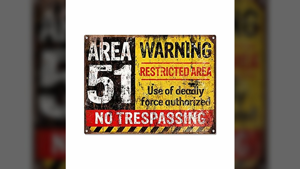 Metal Area 51 Themed No Trespassing Sign | The X-Phile